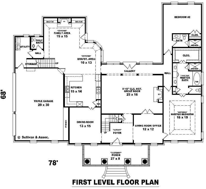 Floor Plan First Story of French Plan #170-2021