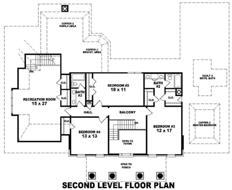 Floor Plan Second Story of French Plan #170-2021