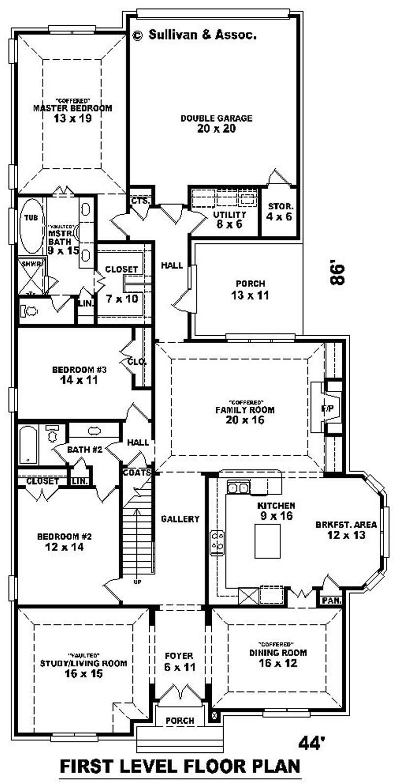 Floor Plan First Story of French Plan #170-2023