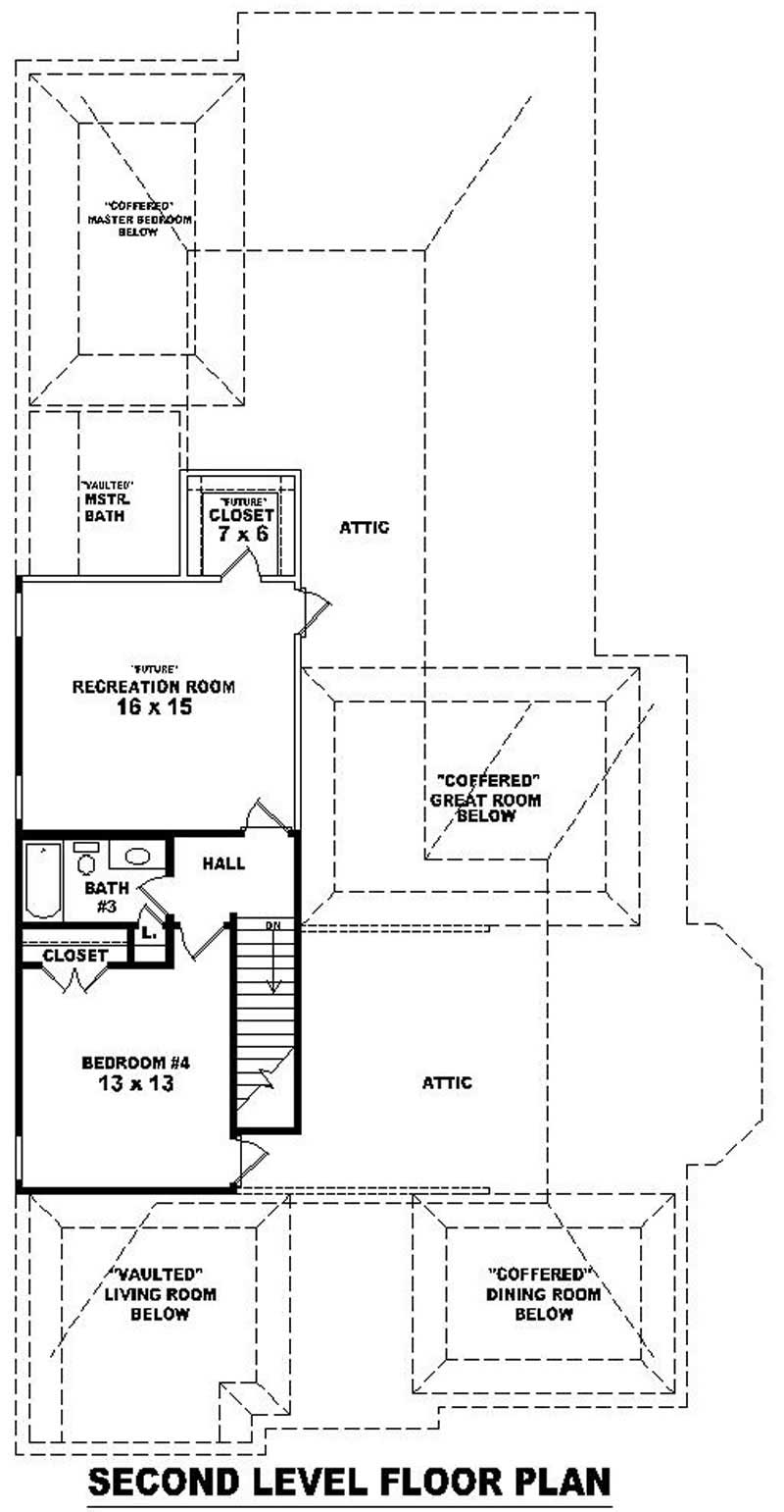 Floor Plan Second Story of French Plan #170-2023