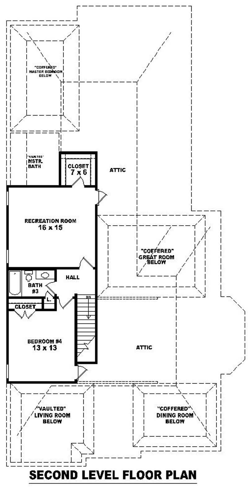 Floor Plan Second Story of French Plan #170-2024