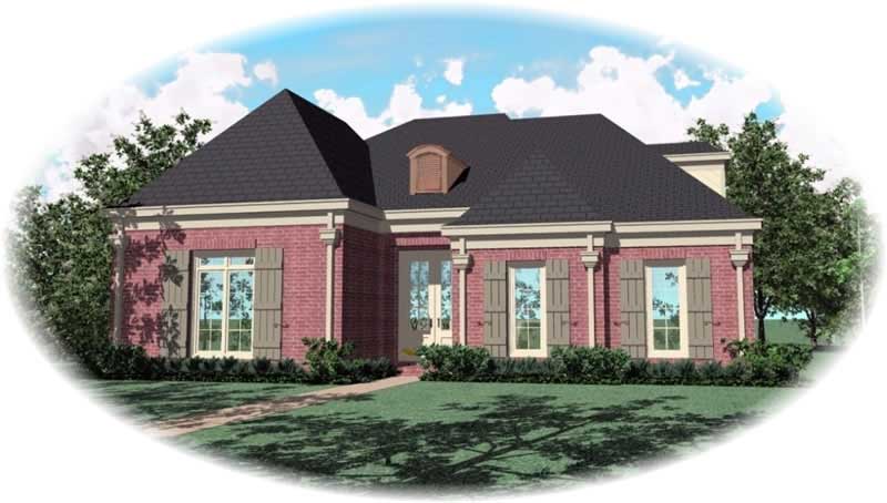Front view of French home (ThePlanCollection: House Plan #170-2030)