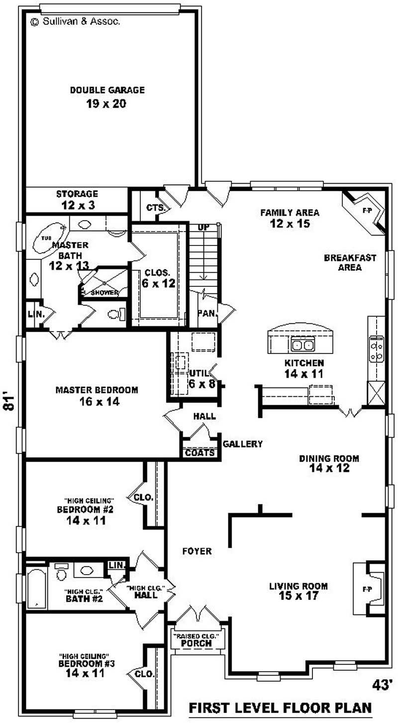 Floor Plan First Story of French Plan #170-2030