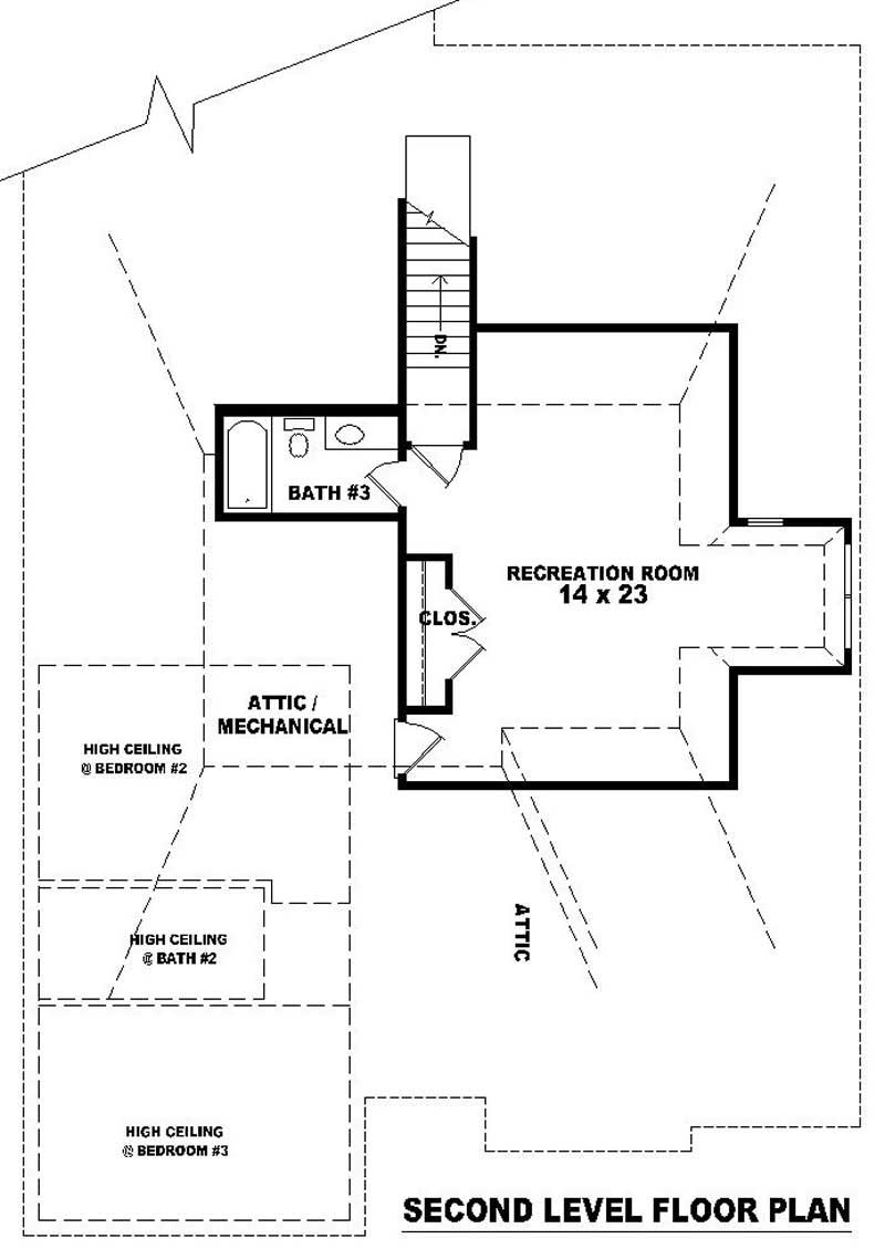Floor Plan Second Story of French Plan #170-2030