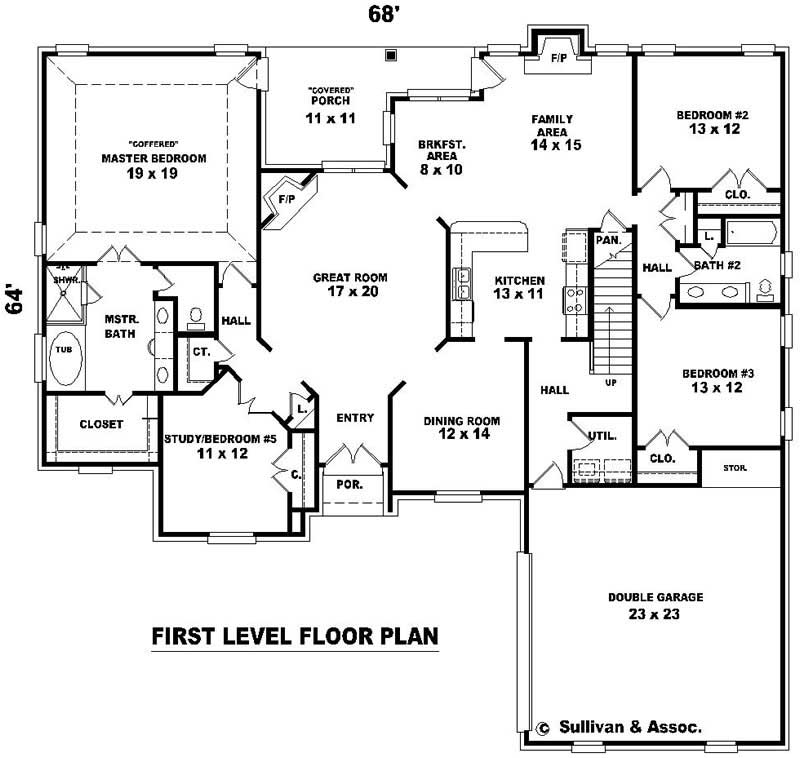 Floor Plan First Story of Country Plan #170-2033