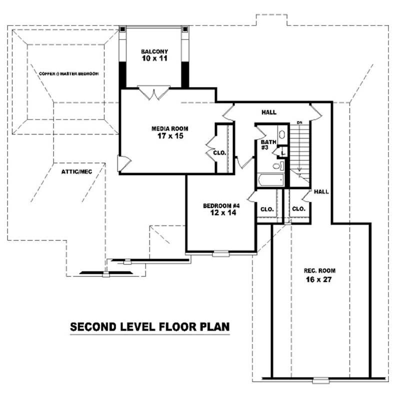 Floor Plan Second Story of Country Plan #170-2033