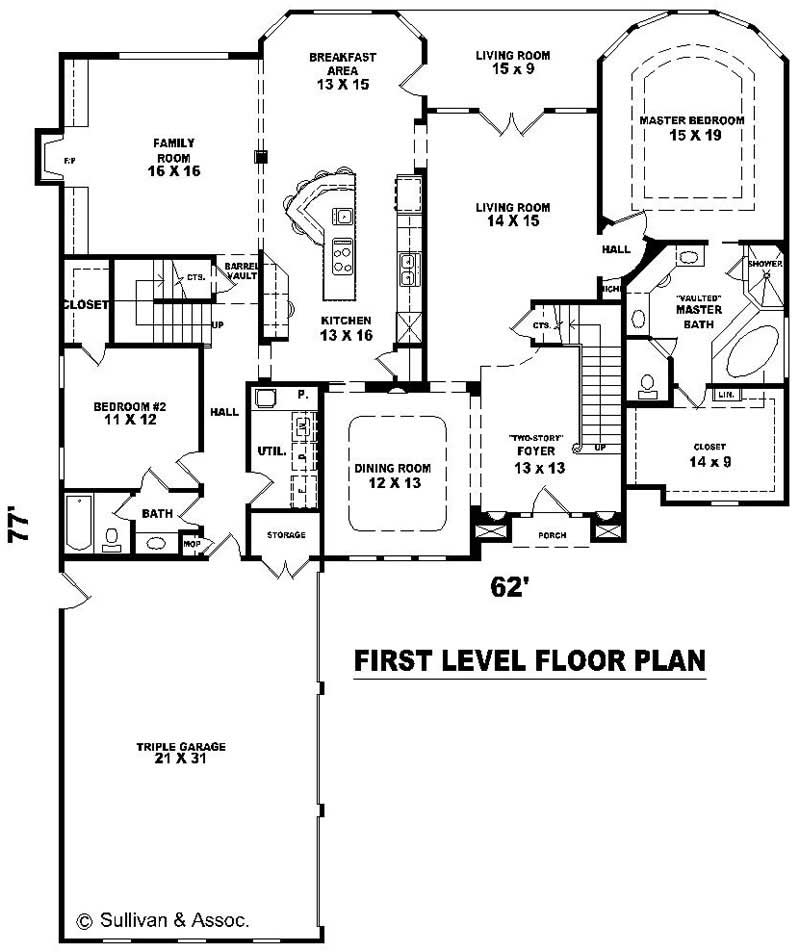 Floor Plan First Story of French Plan #170-2035