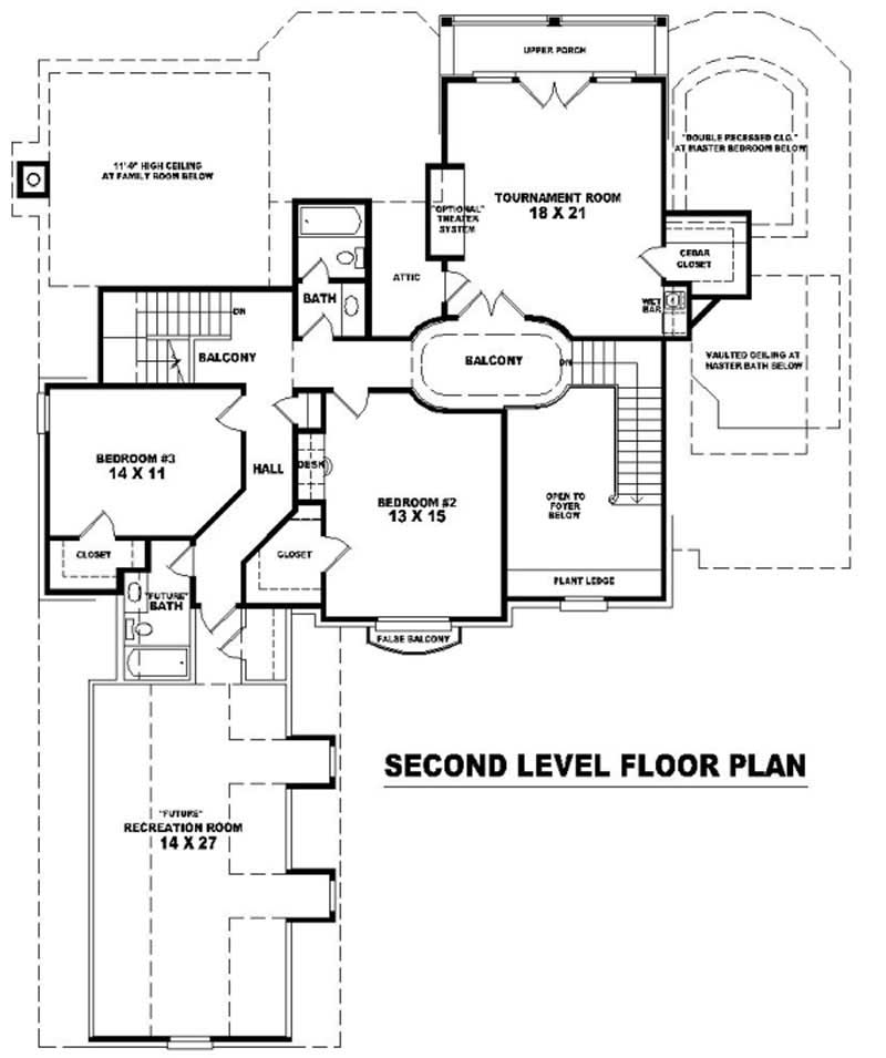 Floor Plan Second Story of French Plan #170-2035