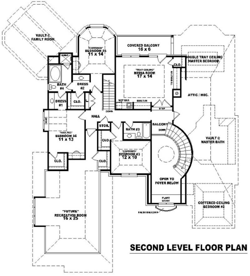 Floor Plan Second Story of French Plan #170-2036