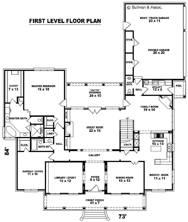 Floor Plan First Story of Country Plan #170-2038