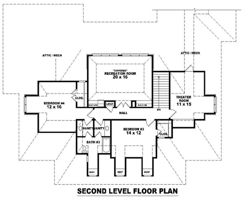 Floor Plan Second Story of Country Plan #170-2038