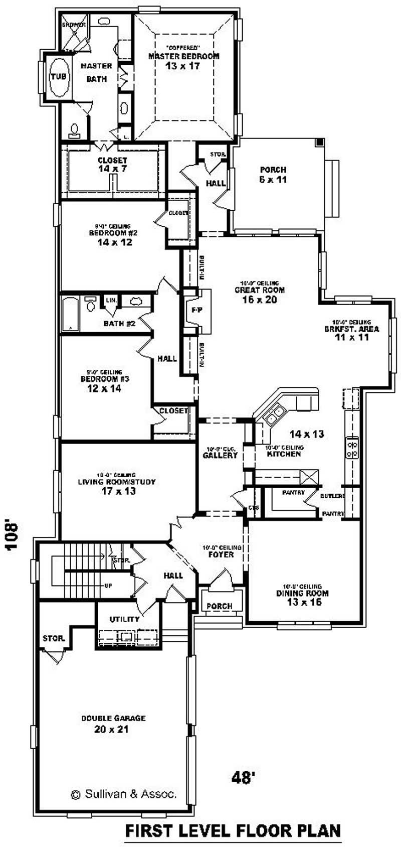 Floor Plan First Story of French Plan #170-2039