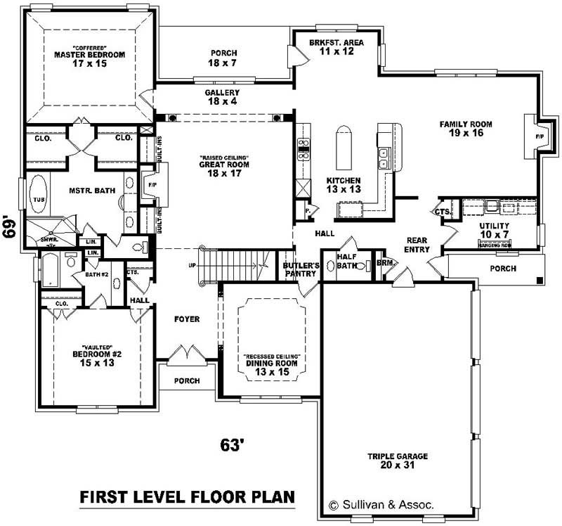 Floor Plan First Story of French Plan #170-2040