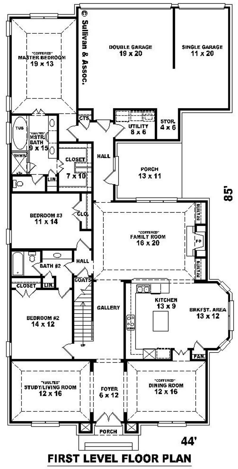 Floor Plan First Story of French Plan #170-2044