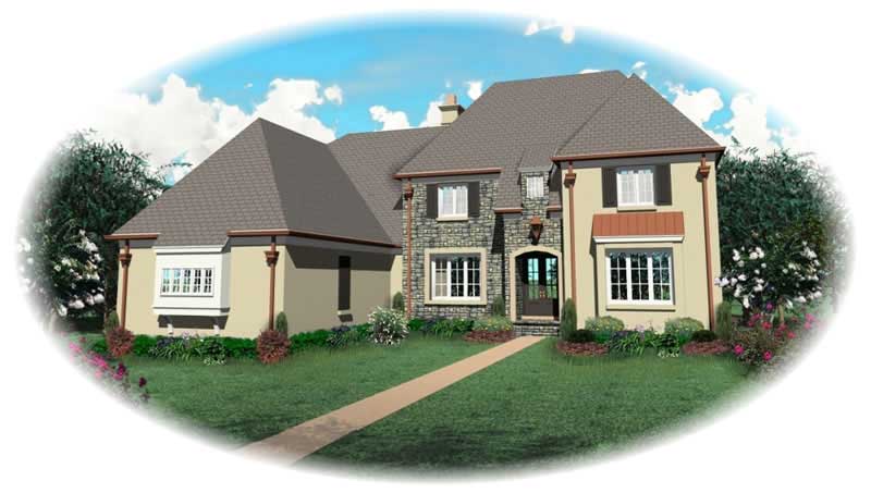Front view of French home (ThePlanCollection: House Plan #170-2050)