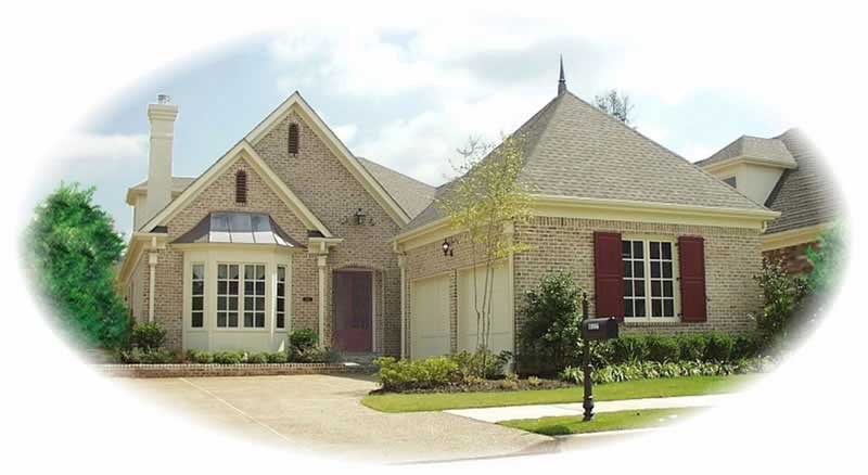 Front view of French home (ThePlanCollection: House Plan #170-2052)