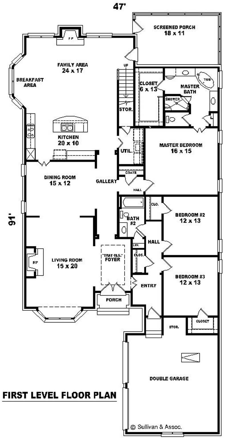 Floor Plan First Story of French Plan #170-2052