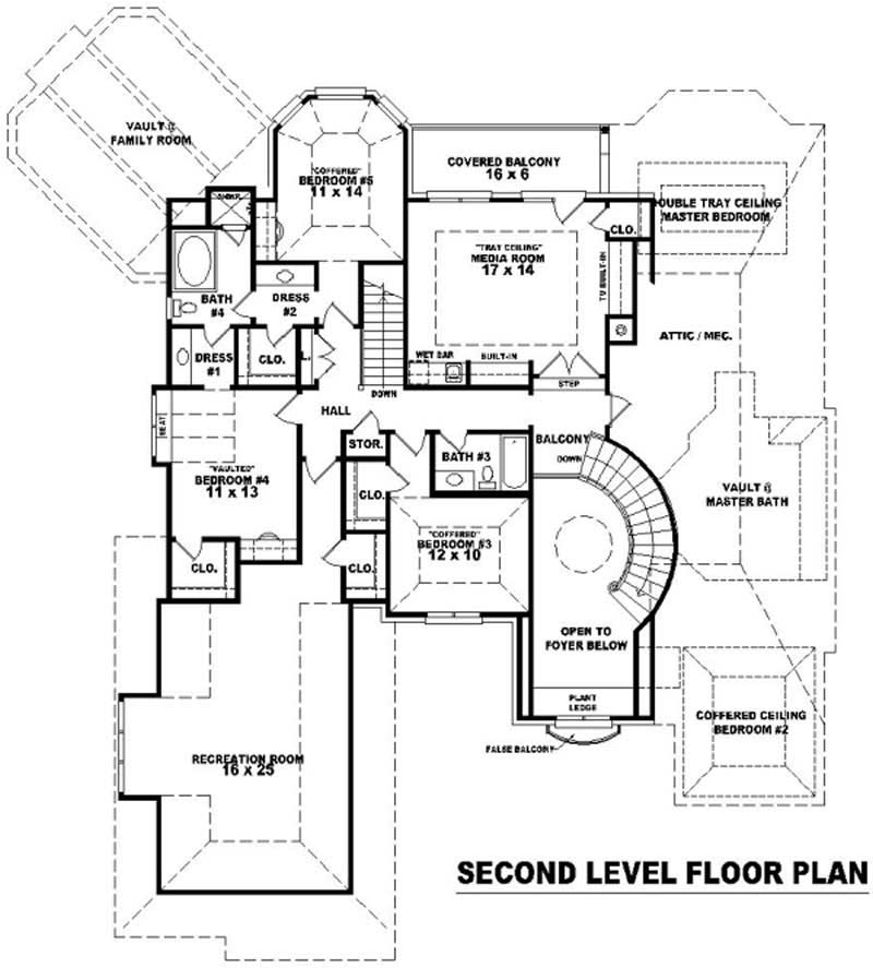 Floor Plan Second Story of French Plan #170-2056