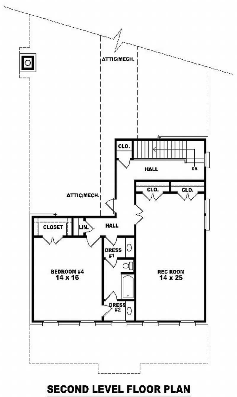 Floor Plan Second Story of Craftsman Plan #170-2058