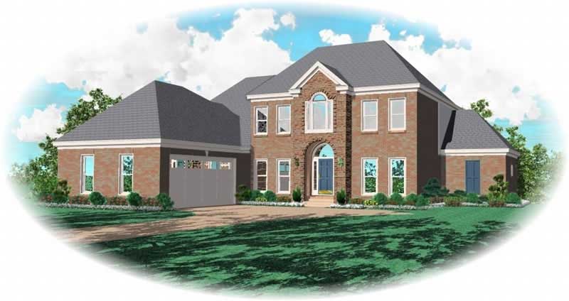Front view of French home (ThePlanCollection: House Plan #170-2060)