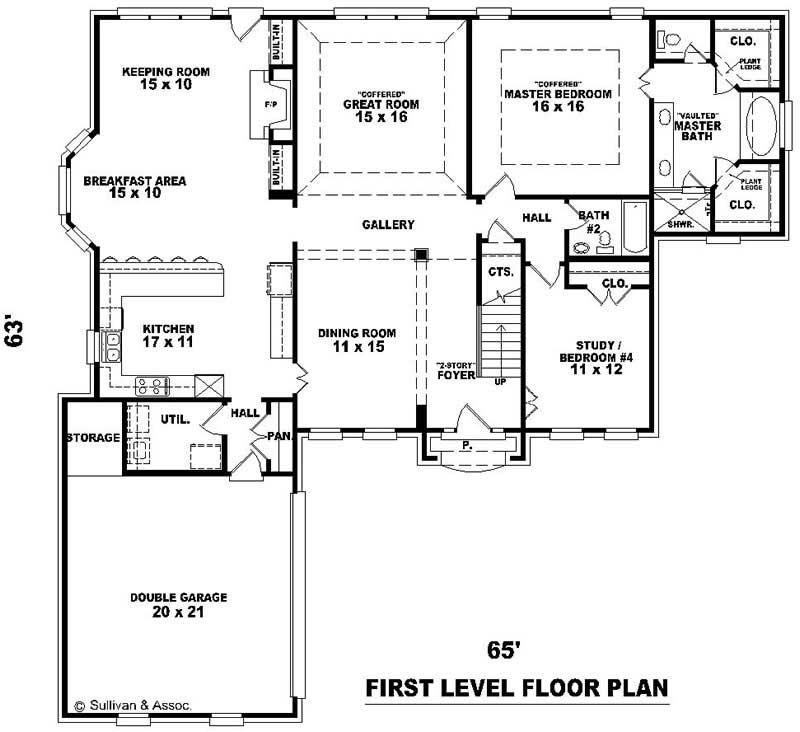 Floor Plan First Story of French Plan #170-2060