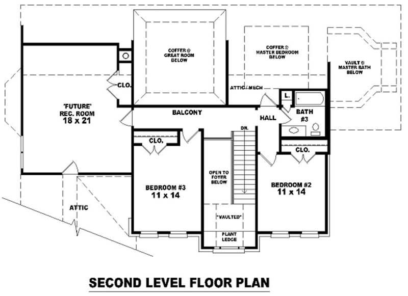 Floor Plan Second Story of French Plan #170-2060