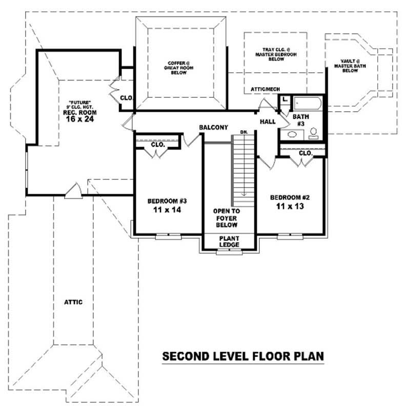Floor Plan Second Story of Country Plan #170-2061