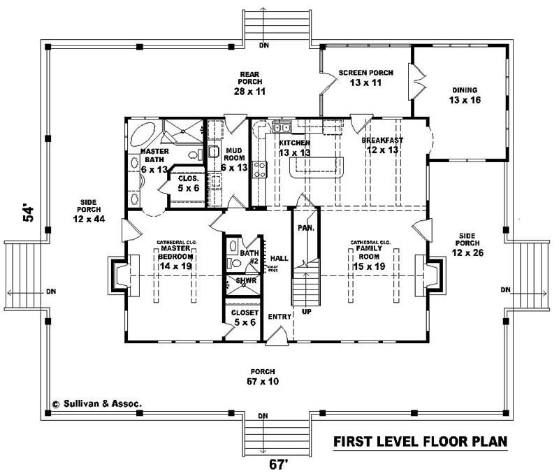 Floor Plan First Story of Country Plan #170-2067