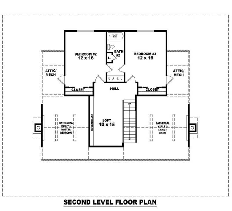 Floor Plan Second Story of Country Plan #170-2067