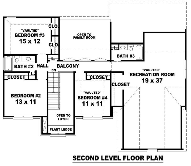 Floor Plan Second Story of Luxury Plan #170-2068