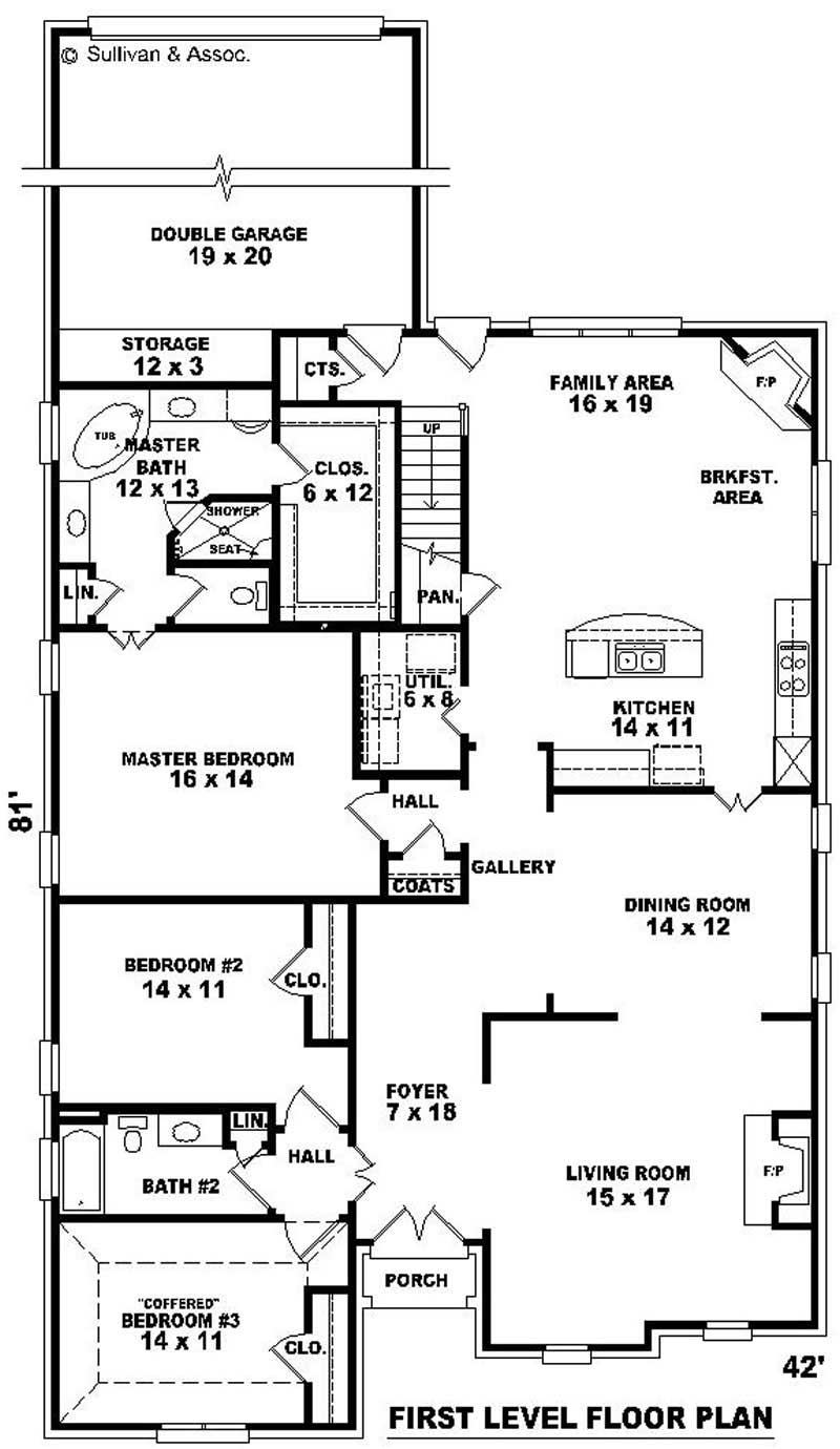 Floor Plan First Story of French Plan #170-2072
