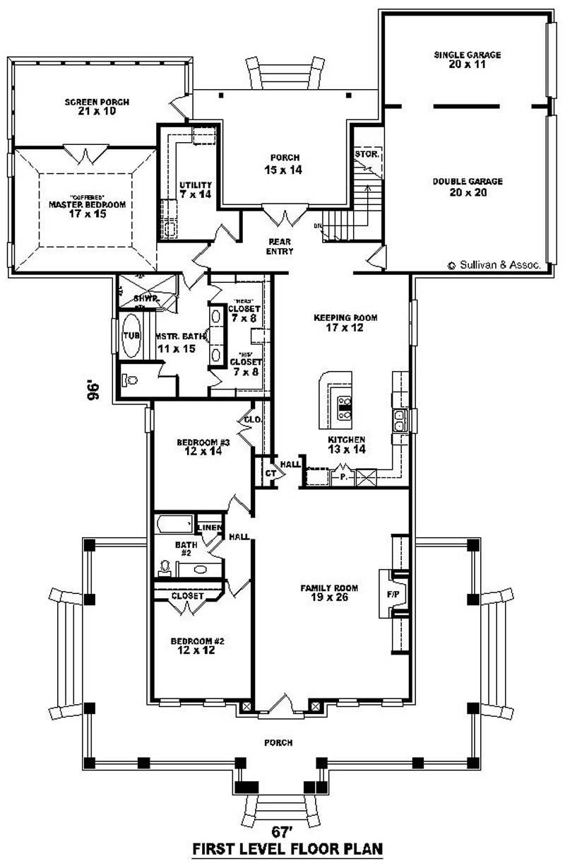 Floor Plan First Story of Country Plan #170-2073