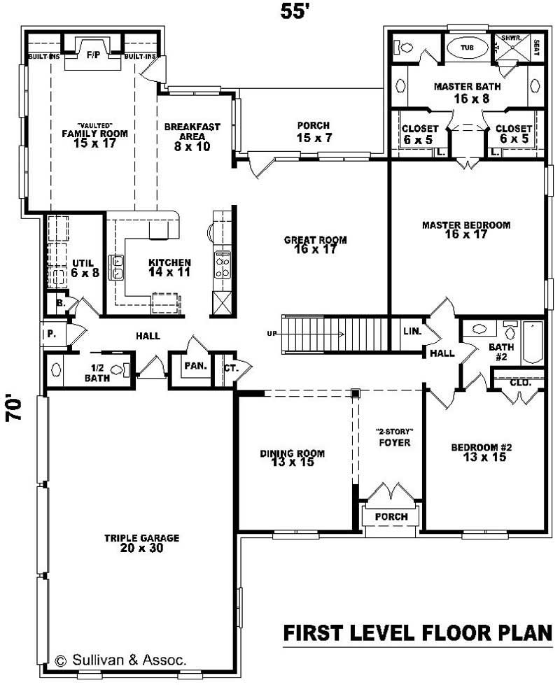 Floor Plan First Story of Country Plan #170-2077