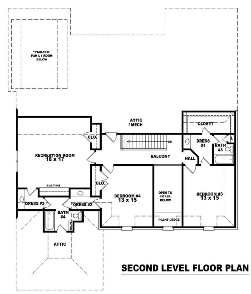 Floor Plan Second Story of Country Plan #170-2077