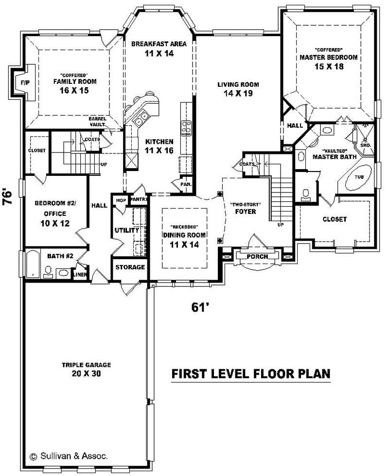 Floor Plan First Story of French Plan #170-2079