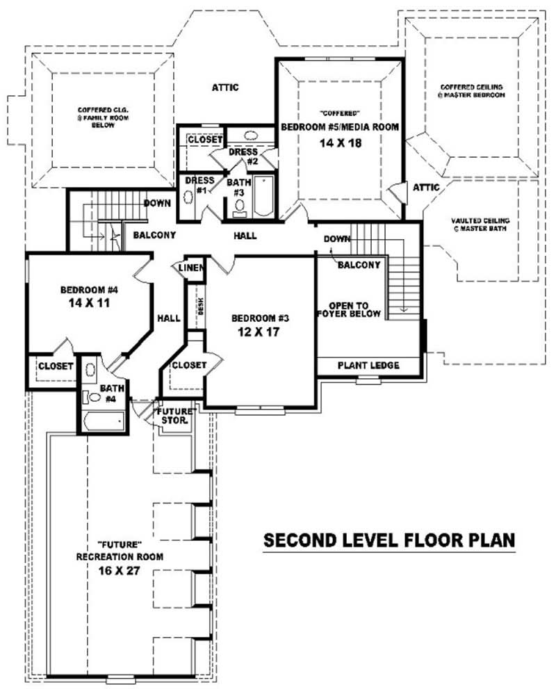 Floor Plan Second Story of French Plan #170-2079