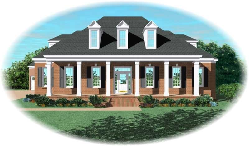 Front view of French home (ThePlanCollection: House Plan #170-2080)