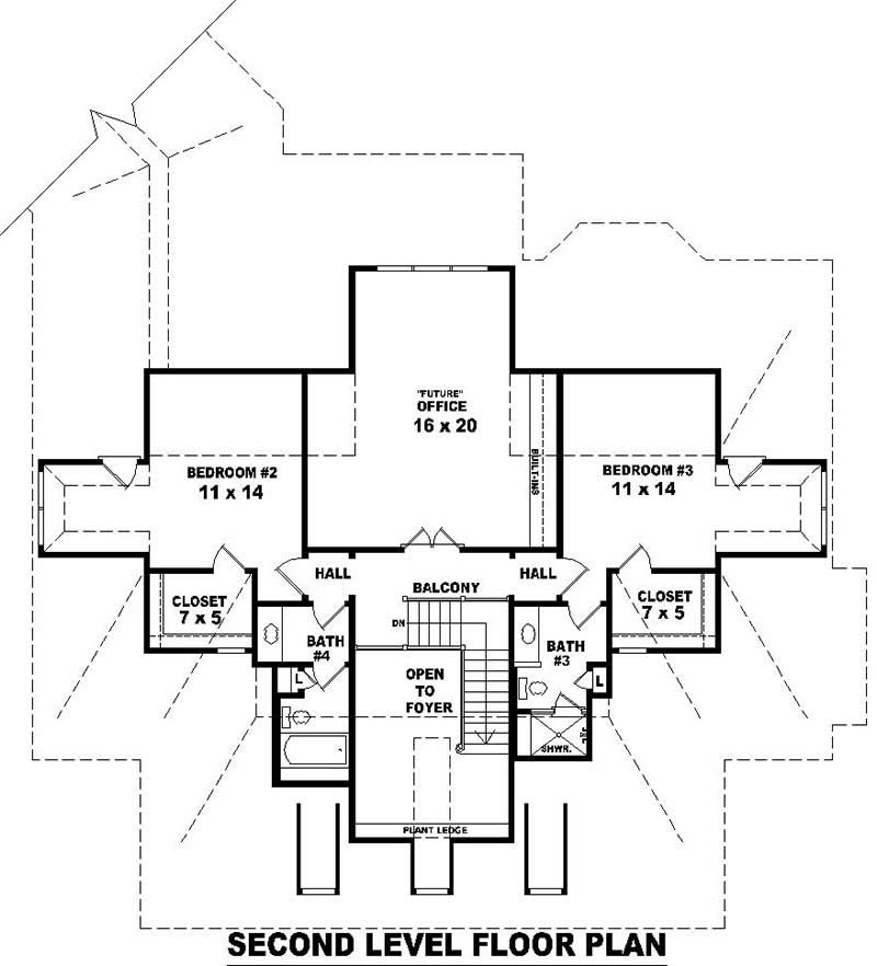Floor Plan Second Story of French Plan #170-2080