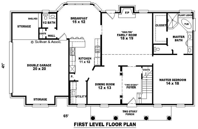Floor Plan First Story of Colonial Plan #170-2081