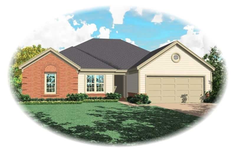 Front view of French home (ThePlanCollection: House Plan #170-2082)