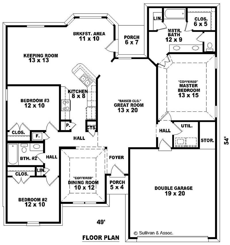 Floor Plan First Story of French Plan #170-2082