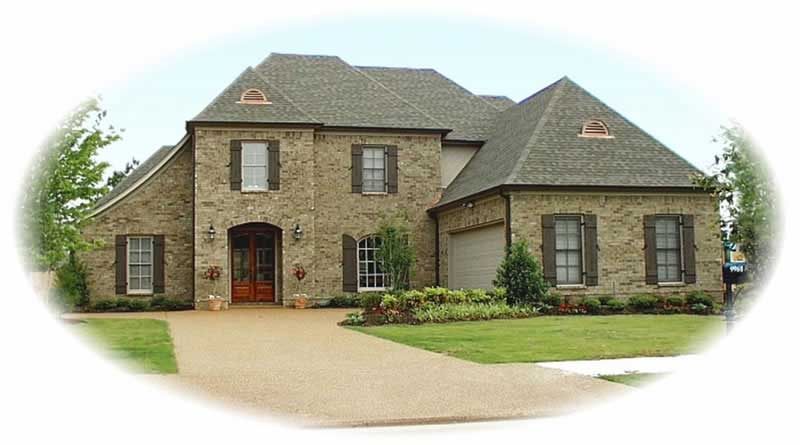 Front view of French home (ThePlanCollection: House Plan #170-2084)
