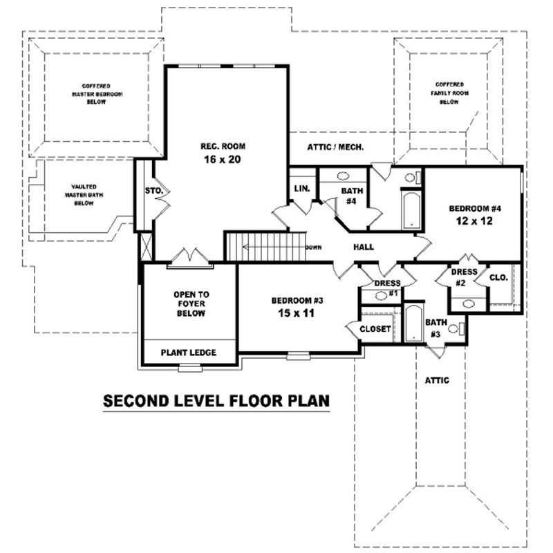Floor Plan Second Story of French Plan #170-2084