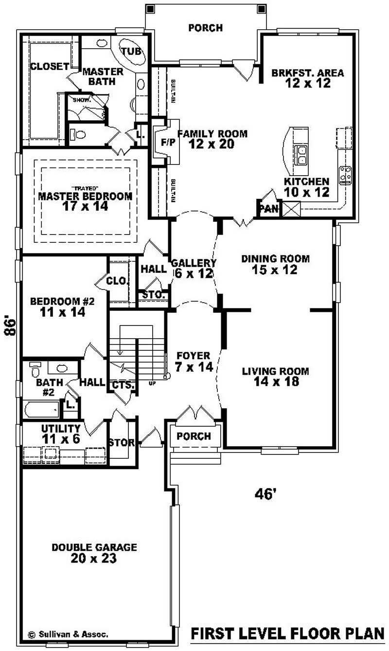 Floor Plan First Story of French Plan #170-2087