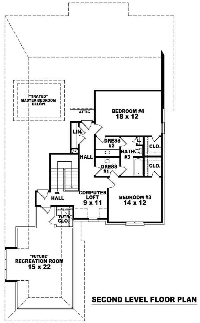 Floor Plan Second Story of French Plan #170-2087