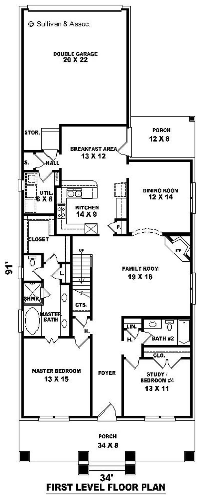 Floor Plan First Story of Craftsman Plan #170-2089