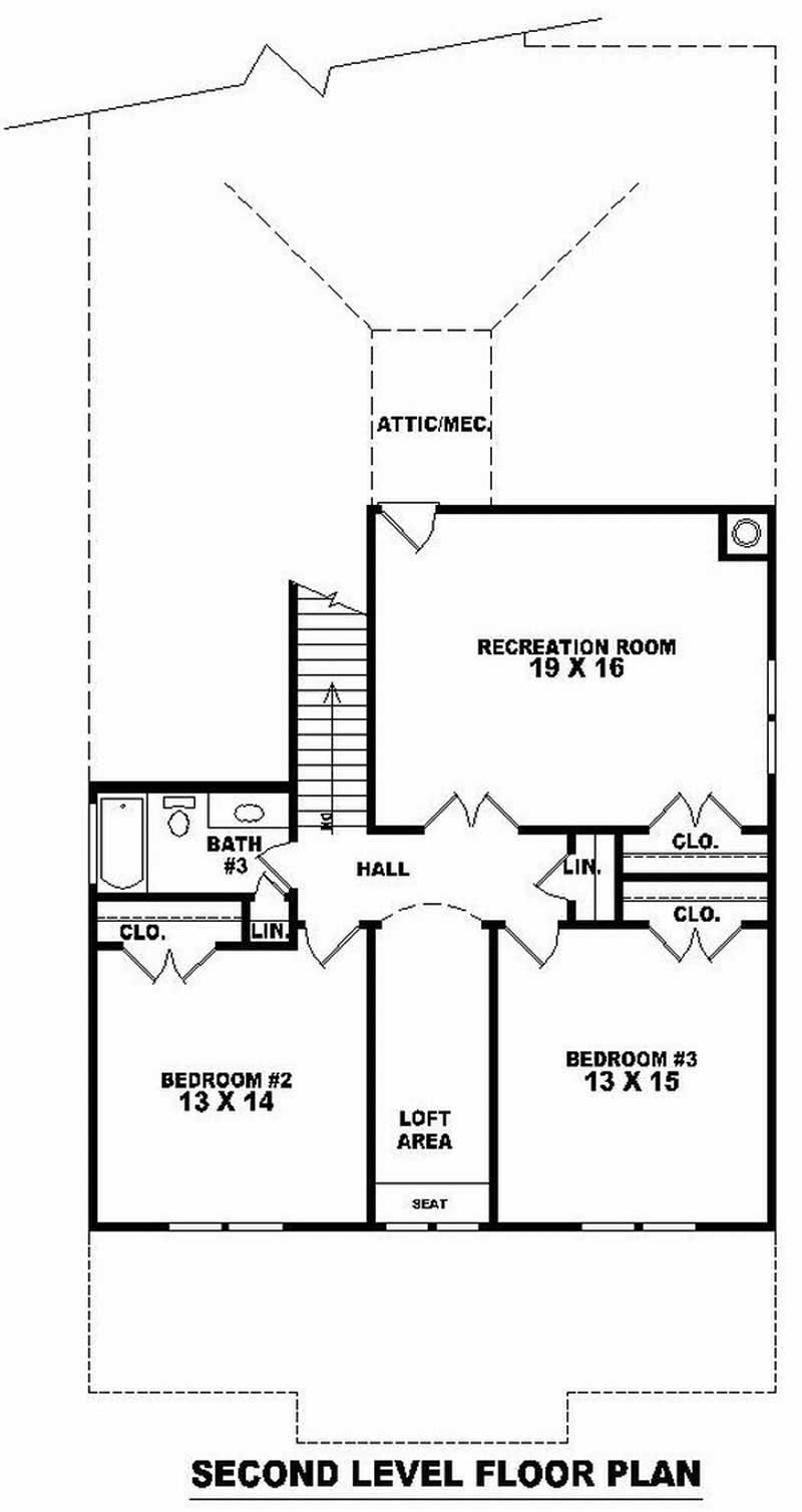 Floor Plan Second Story of Craftsman Plan #170-2089