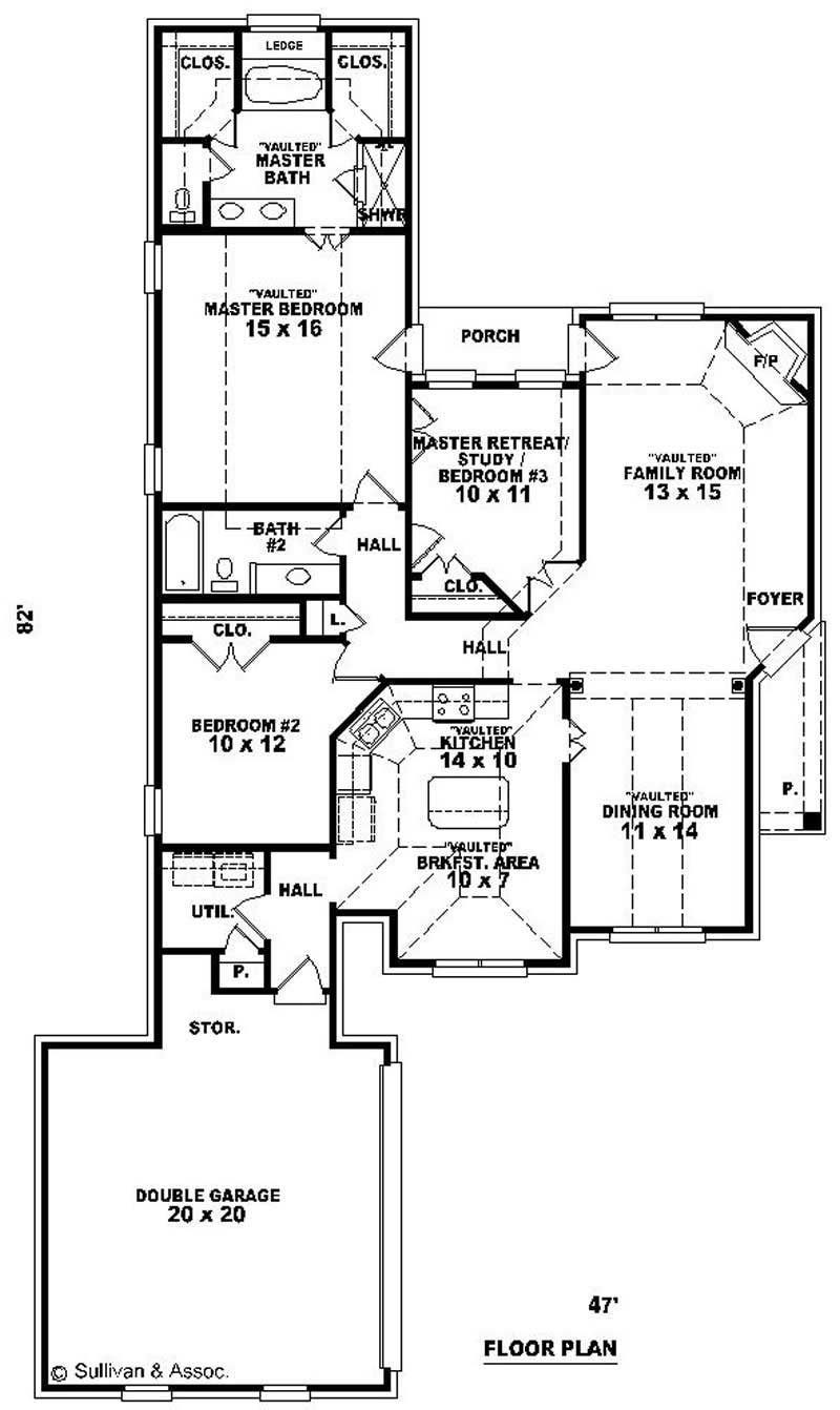 Floor Plan First Story of French Plan #170-2091