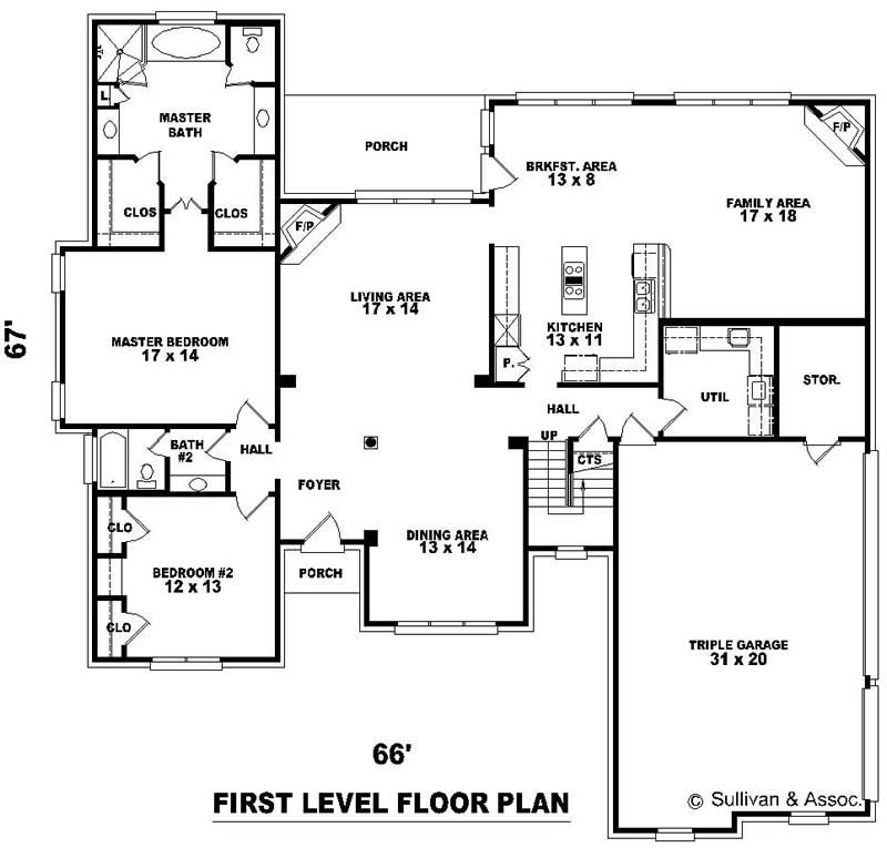Floor Plan First Story of Luxury Plan #170-2100