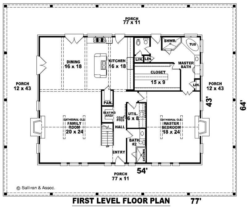 Floor Plan First Story of Country Plan #170-2101